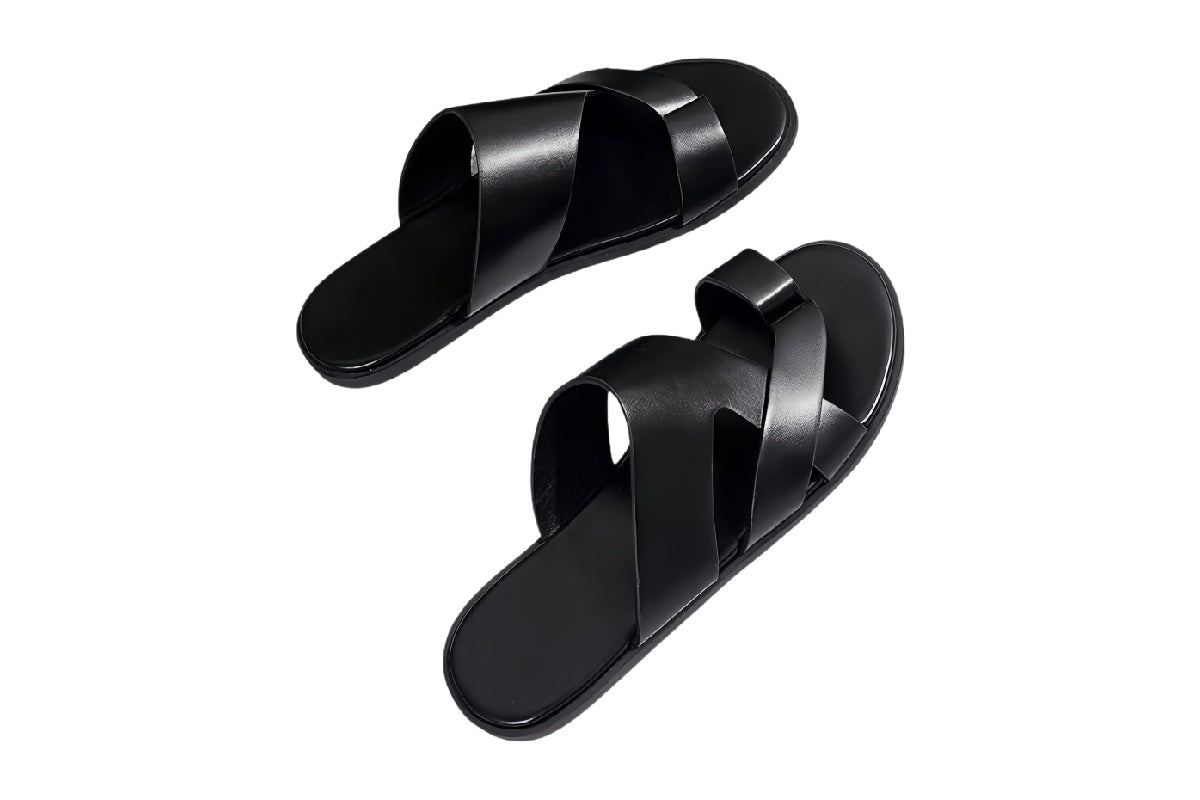 Men¡¯s Cross Strap Slide Sandals | walkverve Brand | Lightweight Non-Slip Casual Slippers
