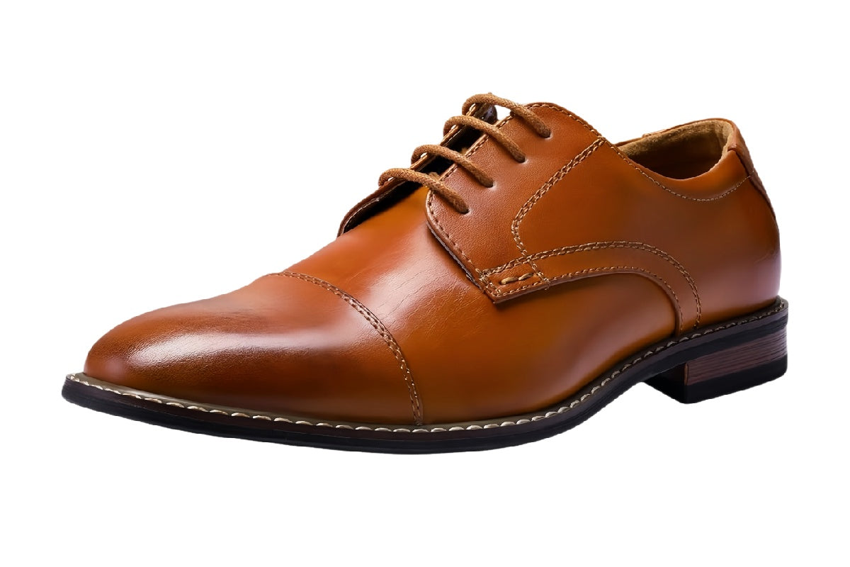 Men¡¯s Classic Leather Dress Shoes | walkverve Brand | Brown Lace-Up Business Oxford Shoes