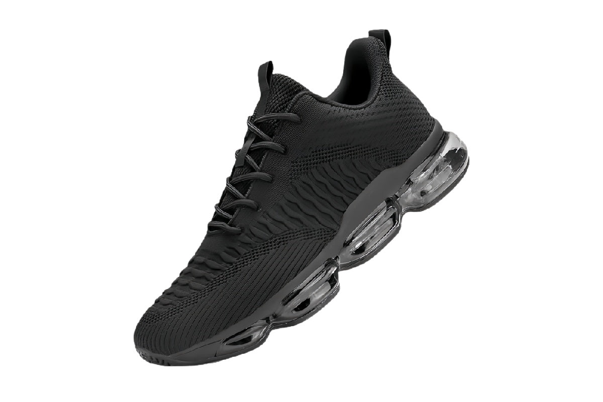 Men¡¯s Air Cushion Running Shoes | walkverve Brand | Lightweight Breathable Black Sneakers