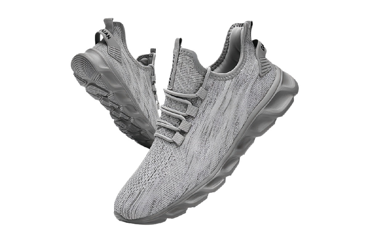 Men¡¯s Lightweight Casual Running Shoes | walkverve Brand | Gray Breathable Knit Sneakers