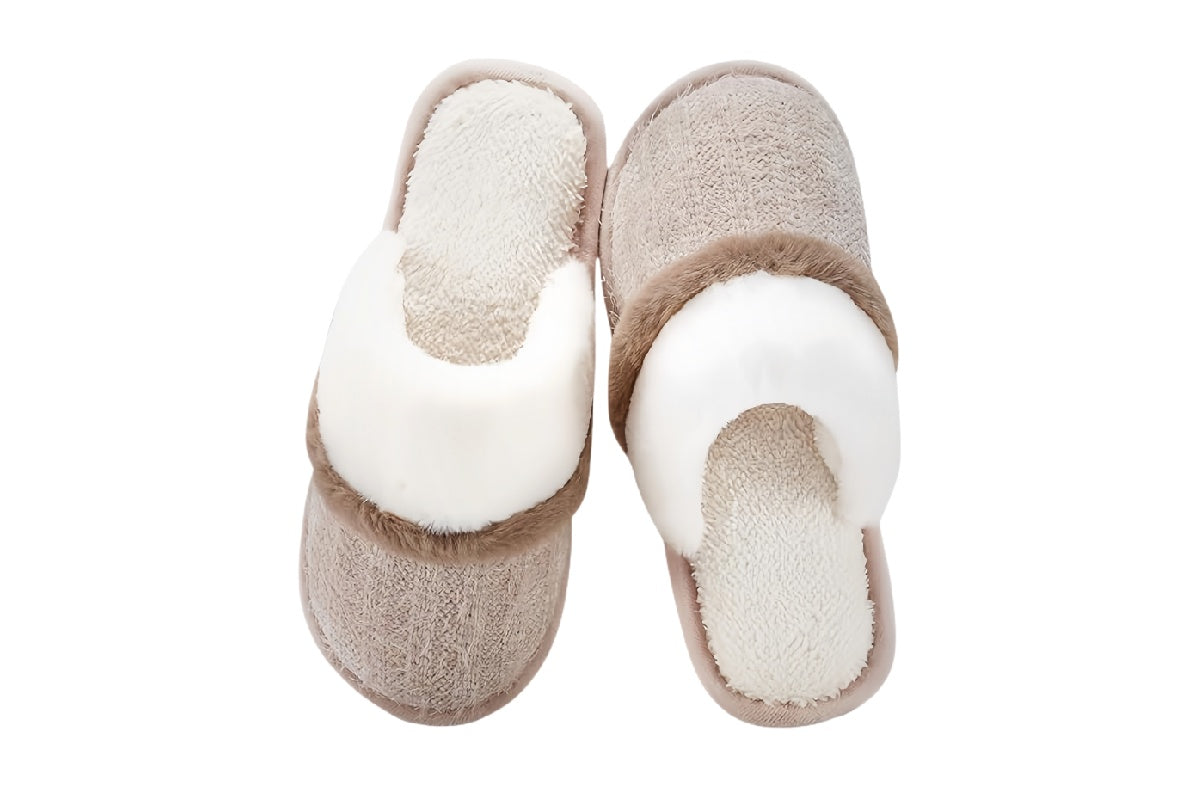 Women¡¯s Winter Warm Plush Slippers | walkverve Brand | Gray and White Indoor Non-Slip House Slippers