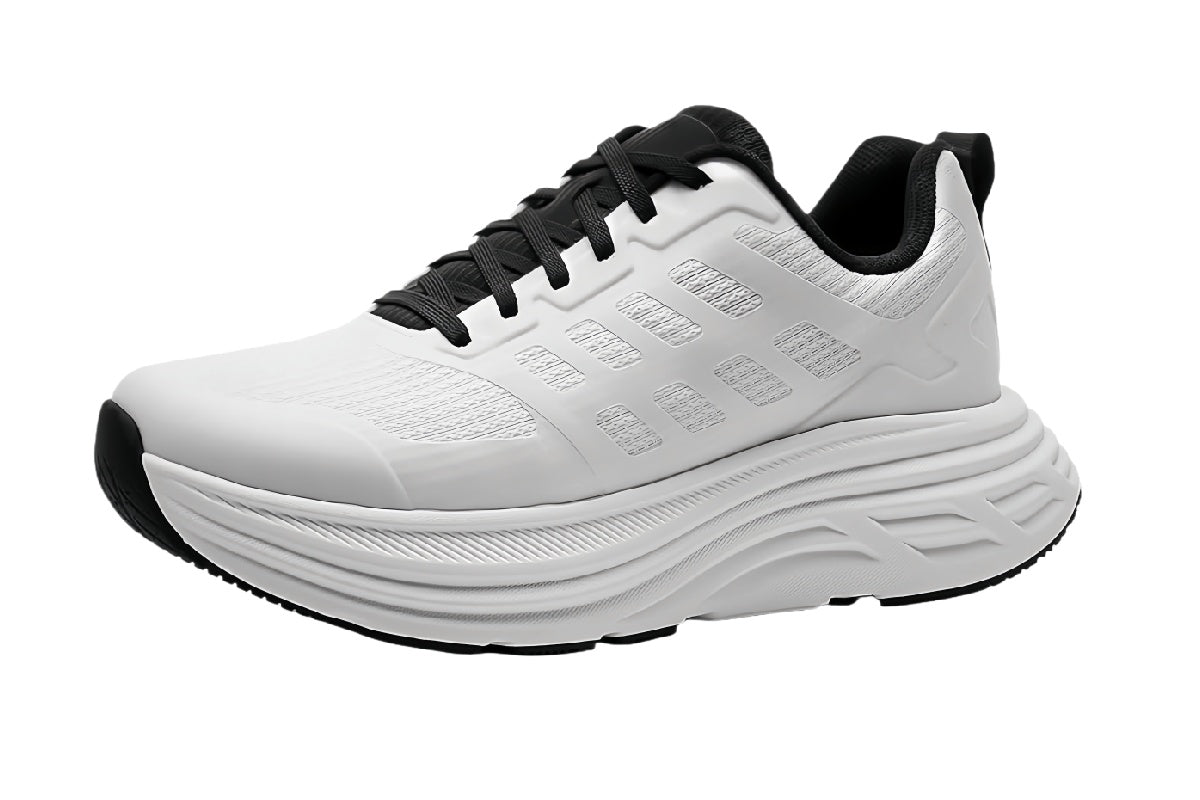 Men¡¯s White and Black Thick Sole Running Sneakers | walkverve Brand | Lightweight Cushion Training Shoes